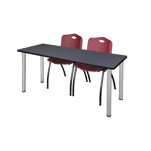 Kee Rectangle Tables > Training Tables > Kee Table & Chair Sets, 60 W, 24 L, 29 H, Grey MT6024GYBPCM47BY - main